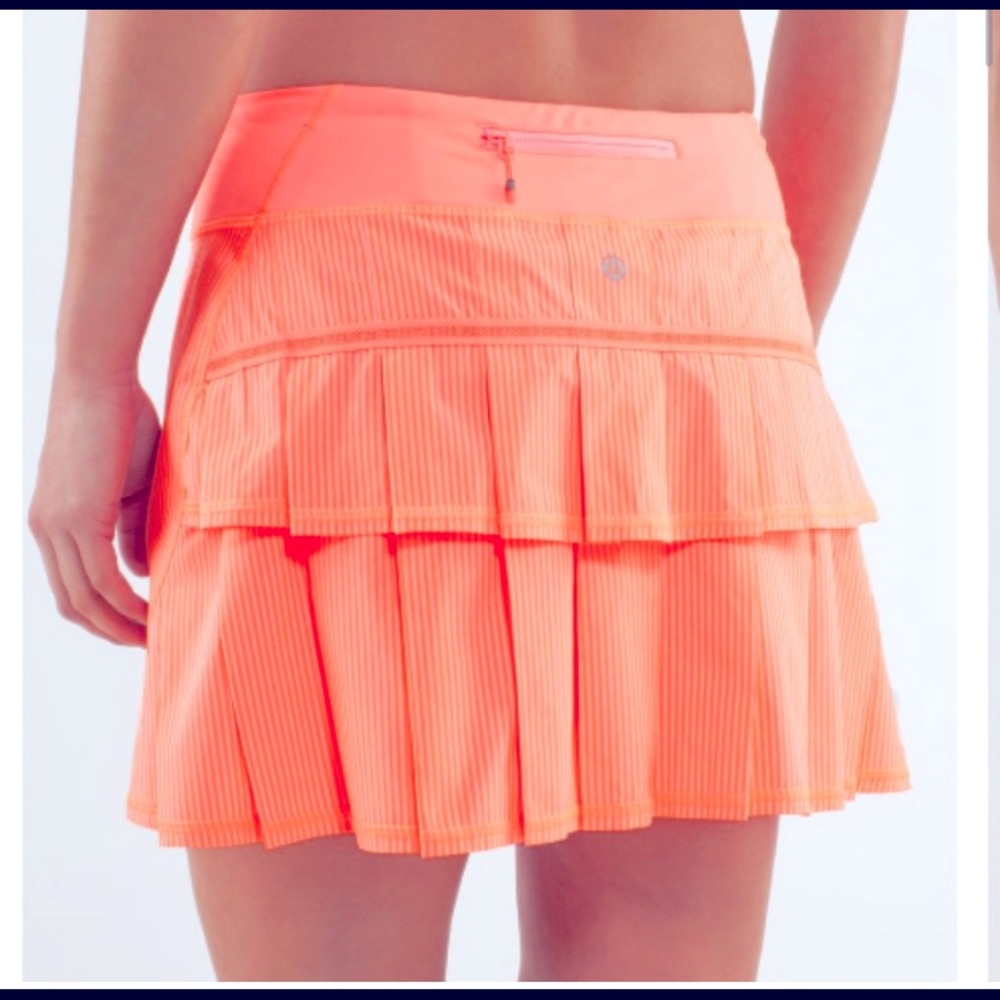Lululemon Orange/Coral Pace Setter Tennis Skirt